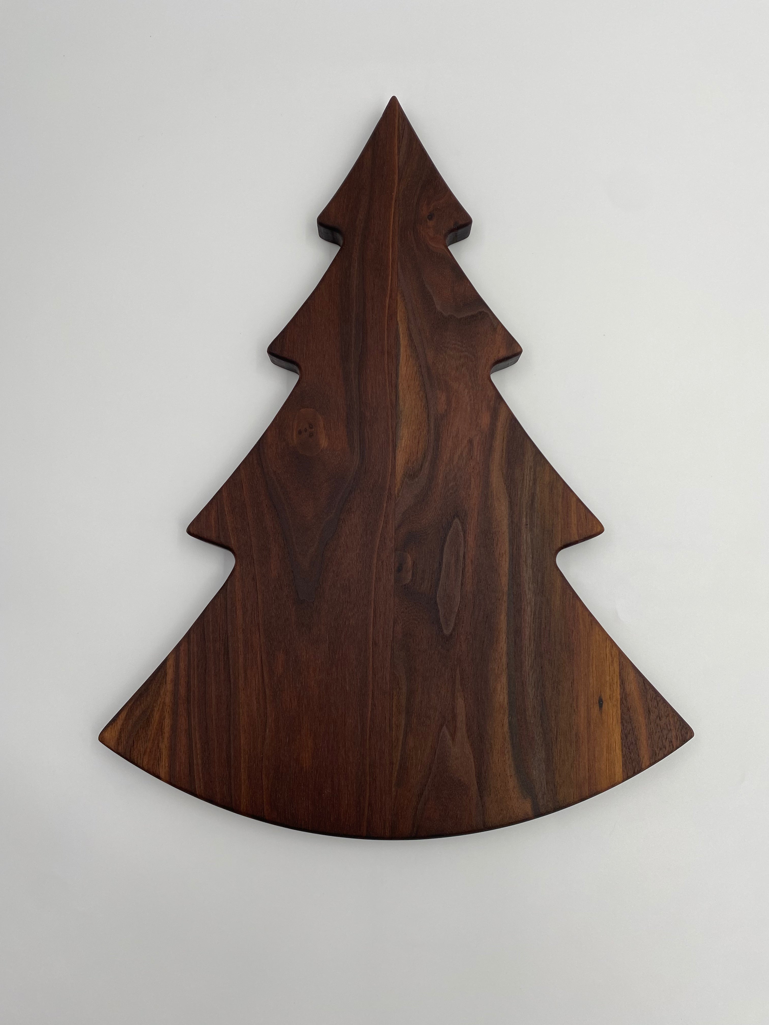 Handmade Walnut Christmas Tree Shaped Cutting Board - Festive Charcuterie Serving tray - 15.75" x 11.75"