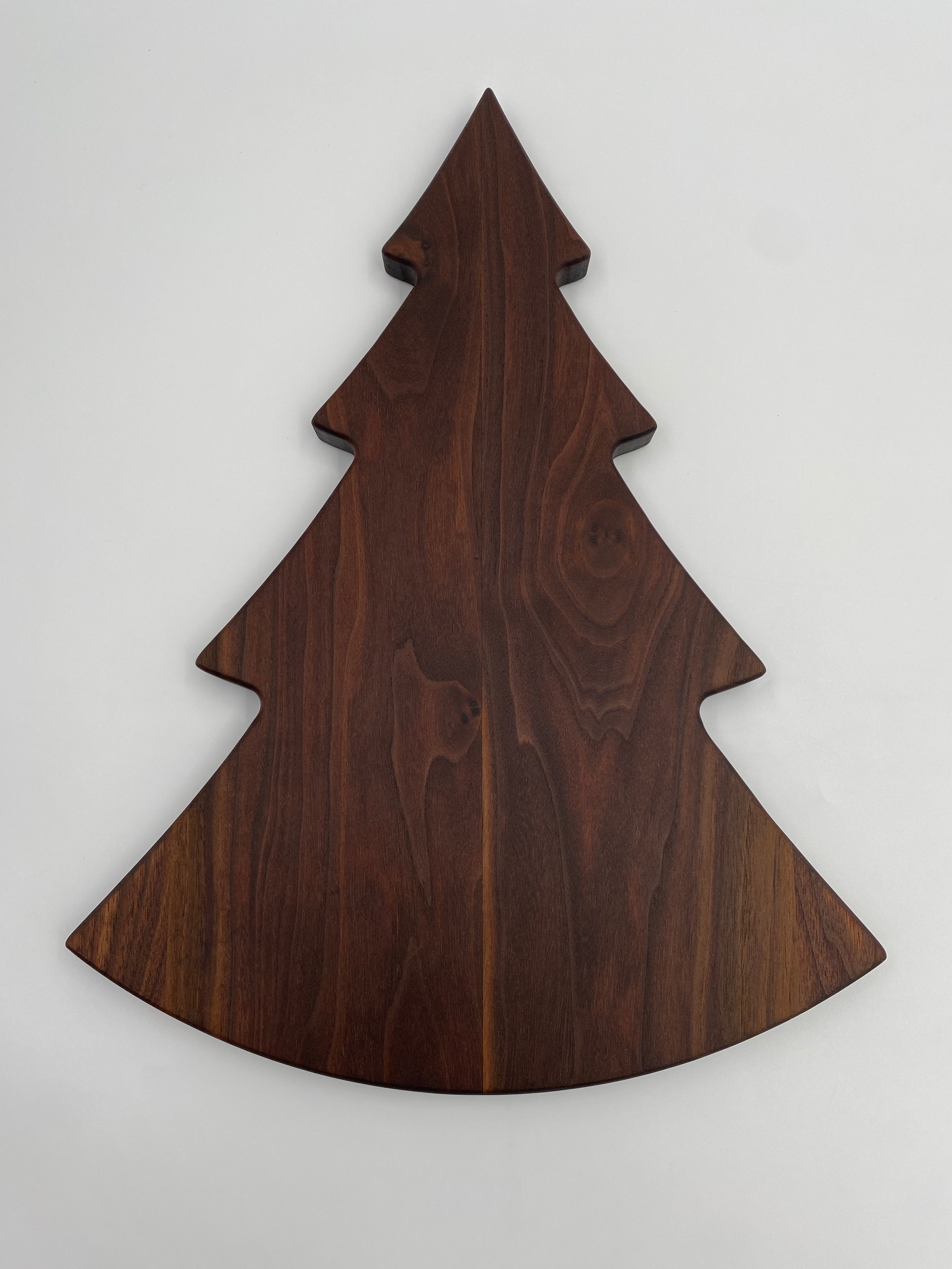 Handmade Walnut Christmas Tree Shaped Cutting Board - Festive Charcuterie Serving tray - 15.75" x 11.75"