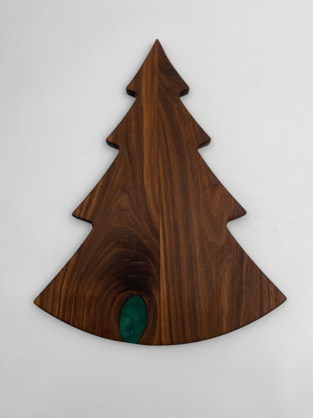 Handmade Walnut Christmas Tree Shaped Cutting Board - Festive Charcuterie Serving tray - 15.75" x 11.75"