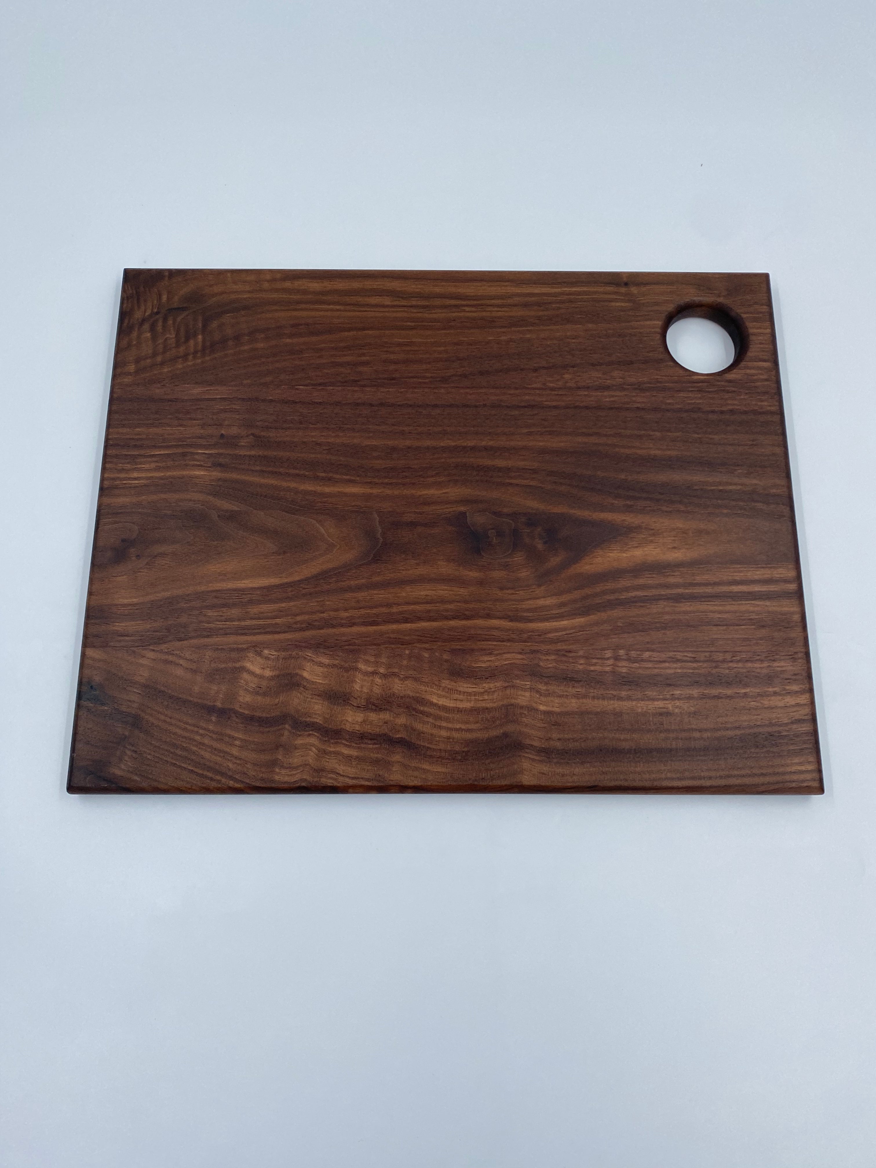 Handmade Solid Walnut Cutting Board with Handle Hole - Premium Charcuterie Serving Board - 16" x 12" x 3/4"